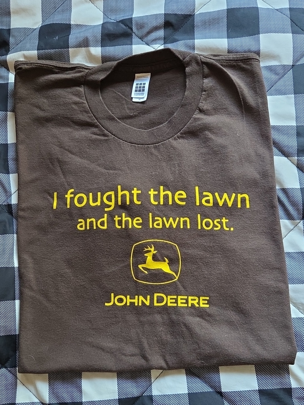 NWOT John Deere Men's Brown Graphic Tee - 'I Fought The Lawn'